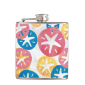 Sand Dollar Yellow Blue Pattern Flachmann (Vorderseite)