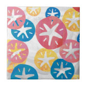 Sand Dollar Yellow Blue Pattern Fliese (Vorderseite)