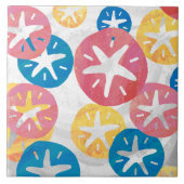 Sand Dollar Yellow Blue Pattern Fliese (Vorderseite)
