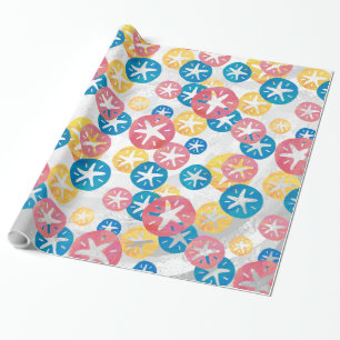 Sand Dollar Yellow Blue Pattern Geschenkpapier