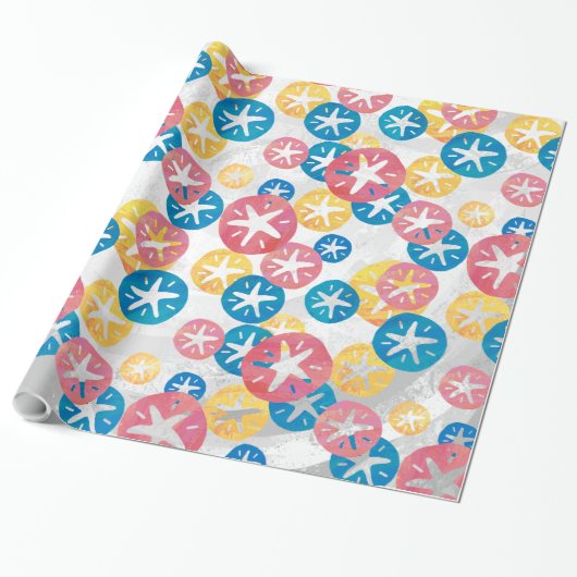 Sand Dollar Yellow Blue Pattern Geschenkpapier (Ungerollt)