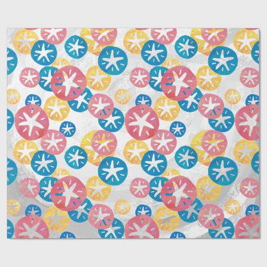 Sand Dollar Yellow Blue Pattern Geschenkpapier (Flach)