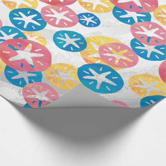 Sand Dollar Yellow Blue Pattern Geschenkpapier (Ecke)