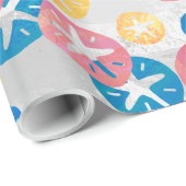 Sand Dollar Yellow Blue Pattern Geschenkpapier (Rolleneckpunkt)