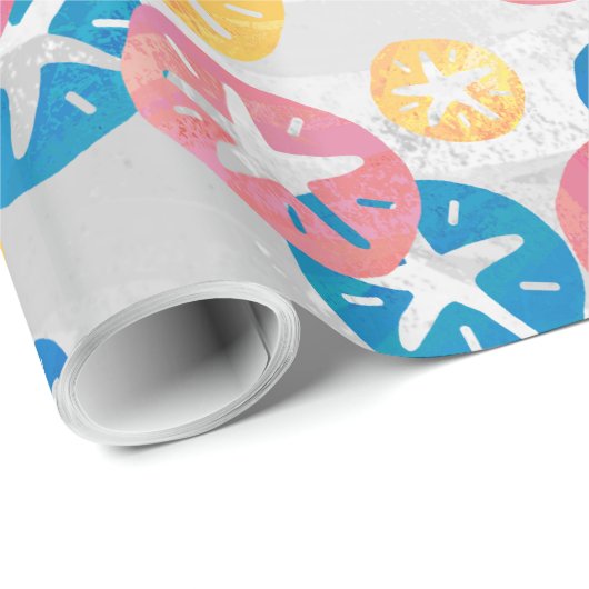 Sand Dollar Yellow Blue Pattern Geschenkpapier (Rolleneckpunkt)