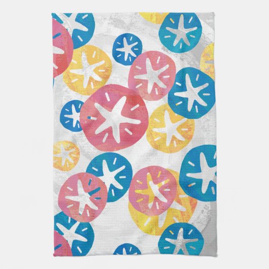 Sand Dollar Yellow Blue Pattern Handtuch (Vertikal)