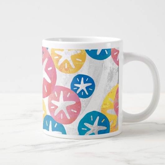 Sand Dollar Yellow Blue Pattern Jumbo-Tasse (Rechts)