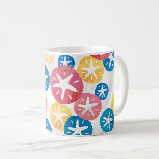 Sand Dollar Yellow Blue Pattern Kaffeetasse (VorderseiteRechts)