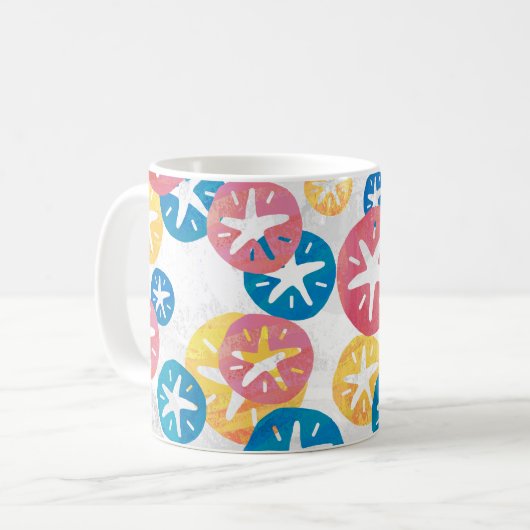 Sand Dollar Yellow Blue Pattern Kaffeetasse (Vorderseite Links)