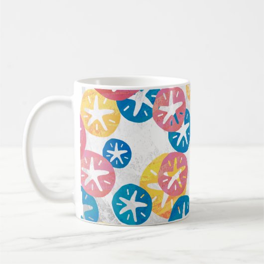 Sand Dollar Yellow Blue Pattern Kaffeetasse (Links)