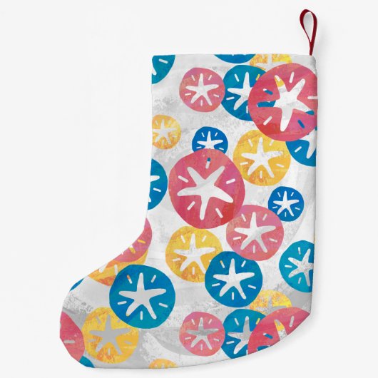 Sand Dollar Yellow Blue Pattern Kleiner Weihnachtsstrumpf (Rückseite)
