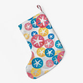 Sand Dollar Yellow Blue Pattern Kleiner Weihnachtsstrumpf (Rückseite (Hängend))