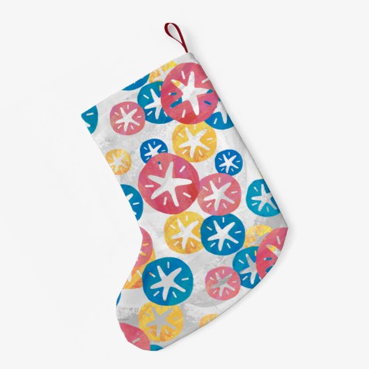 Sand Dollar Yellow Blue Pattern Kleiner Weihnachtsstrumpf (Rückseite (Hängend))