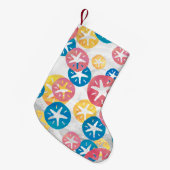 Sand Dollar Yellow Blue Pattern Kleiner Weihnachtsstrumpf (Vorderansicht (hängend))