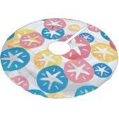 Sand Dollar Yellow Blue Pattern Polyester Weihnachtsbaumdecke (Schrägansicht)