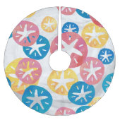 Sand Dollar Yellow Blue Pattern Polyester Weihnachtsbaumdecke (Vorderseite)