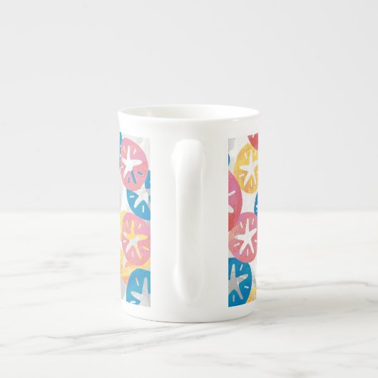 Sand Dollar Yellow Blue Pattern Porzellantasse (Rückseite)