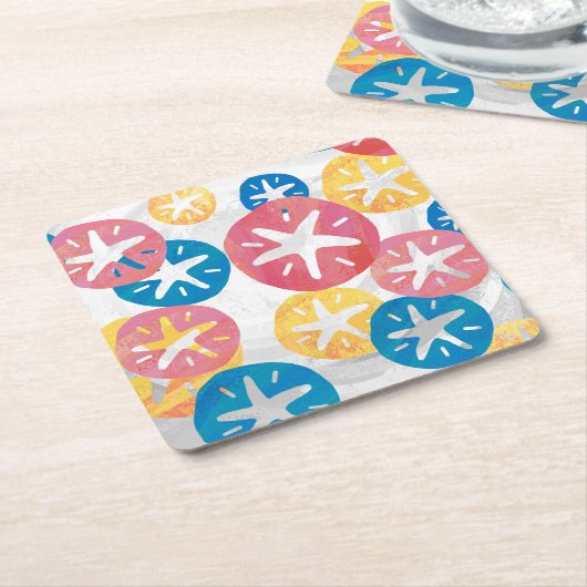 Sand Dollar Yellow Blue Pattern Rechteckiger Pappuntersetzer (angewinkelt)