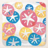 Sand Dollar Yellow Blue Pattern Rechteckiger Pappuntersetzer (Vorderseite)