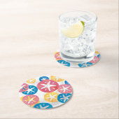 Sand Dollar Yellow Blue Pattern Runder Pappuntersetzer (Vor Ort)