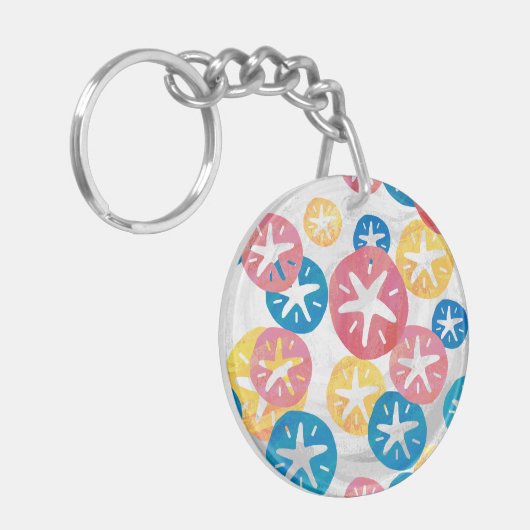 Sand Dollar Yellow Blue Pattern Schlüsselanhänger (Vorderseite links)