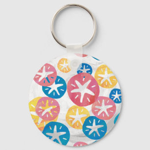 Sand Dollar Yellow Blue Pattern Schlüsselanhänger