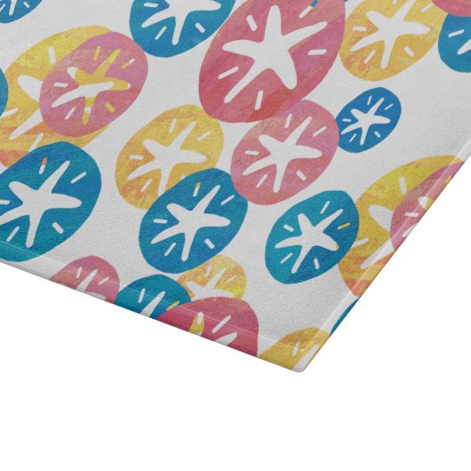 Sand Dollar Yellow Blue Pattern Schneidebrett (Ecke)