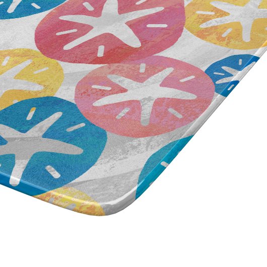 Sand Dollar Yellow Blue Pattern Schneidebrett (Ecke)