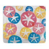 Sand Dollar Yellow Blue Pattern Schneidebrett (Vorderseite)