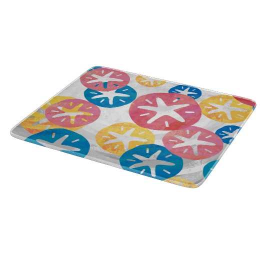 Sand Dollar Yellow Blue Pattern Schneidebrett (Ecke)