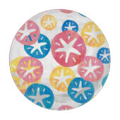Sand Dollar Yellow Blue Pattern Schneidebrett (Vorderseite)