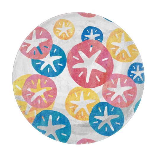 Sand Dollar Yellow Blue Pattern Schneidebrett (Vorderseite)