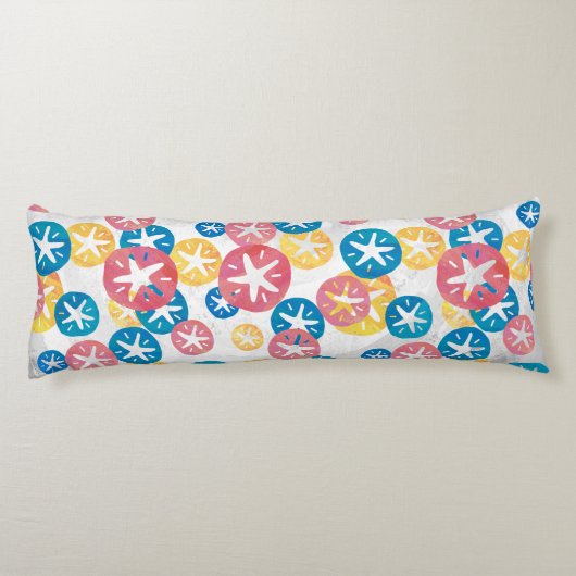 Sand Dollar Yellow Blue Pattern Seitenschläferkissen (Rückseite)