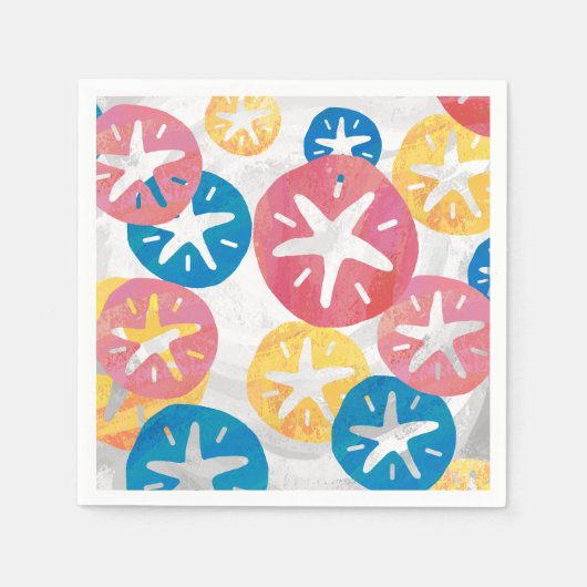 Sand Dollar Yellow Blue Pattern Serviette (Vorderseite)