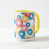 Sand Dollar Yellow Blue Pattern Tasse (VorderseiteRechts)