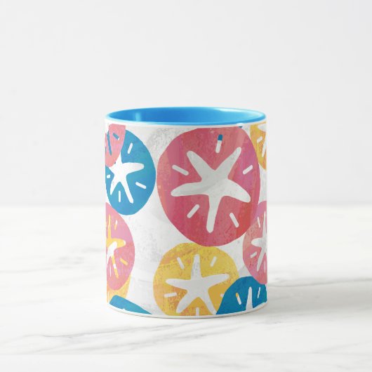 Sand Dollar Yellow Blue Pattern Tasse (Zentrum)