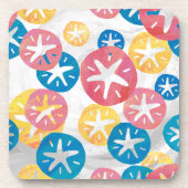 Sand Dollar Yellow Blue Pattern Untersetzer (Vorderseite)
