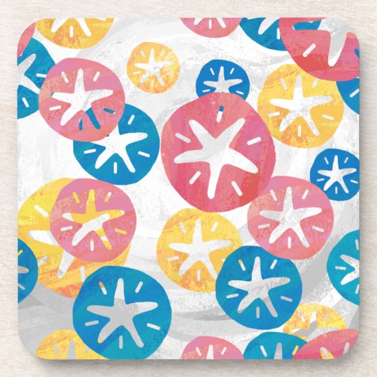 Sand Dollar Yellow Blue Pattern Untersetzer (Vorderseite)