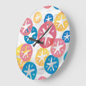 Sand Dollar Yellow Red Blue Pattern Große Wanduhr (Winkel)