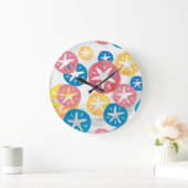 Sand Dollar Yellow Red Blue Pattern Große Wanduhr (Zuhause)