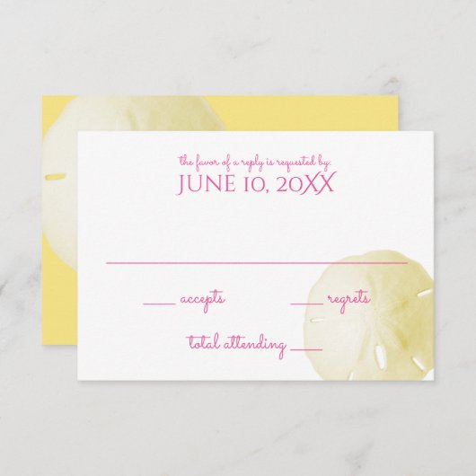 Sand Dollar Yellow Wedding RSVP (Vorne/Hinten)