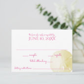 Sand Dollar Yellow Wedding RSVP (Stehend Vorderseite)