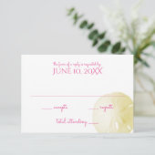 Sand Dollar Yellow Wedding RSVP Karte (Stehend Vorderseite)