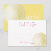Sand Dollar Yellow Wedding RSVP Karte (Vorne/Hinten)