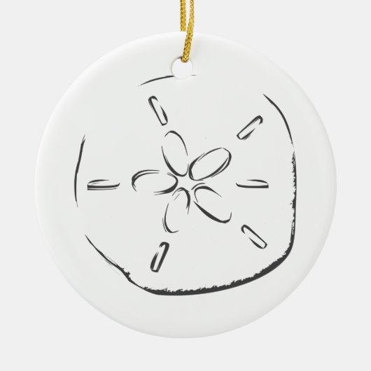 Sand Dollar Zeichnend Keramik Ornament (Vorne)