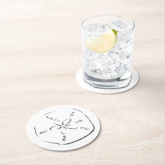 Sand Dollar Zeichnend Runder Pappuntersetzer (Vor Ort)