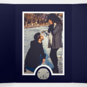 Sand Dollars & Burlap Navy Beach Wedding Suite Dreifach Gefaltete Einladung (Innenseite Mitte)