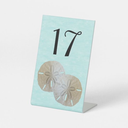 Sand Dollars Hochzeitkarten für Tischnummern Sockelschild (Vorderseite)