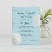 Sand Dollars Hochzeitstag Party Einladung (Stehend Vorderseite)