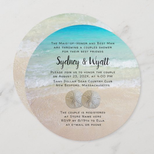 Sand Dollars Paare Duschverstärker Party Einladung (Vorne/Hinten)